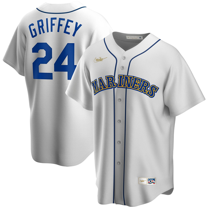 2020 MLB Men Seattle Mariners #24 Ken Griffey Jr. Nike White Home Cooperstown Collection Player Jersey 1